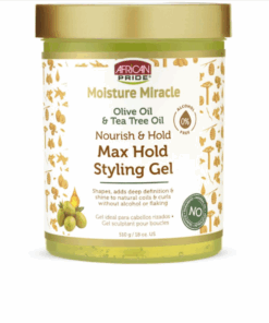 African Pride Moisture Miracle Max. Styling Gel Olive Tea Tree 18oz